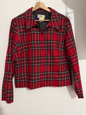 Pendleton Red and Black Tartan Zip Pullover Jacket
